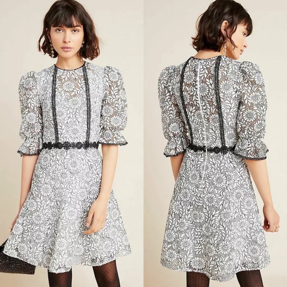 NWT Anthropologie Monique Lhuillier Lace Dress 6P